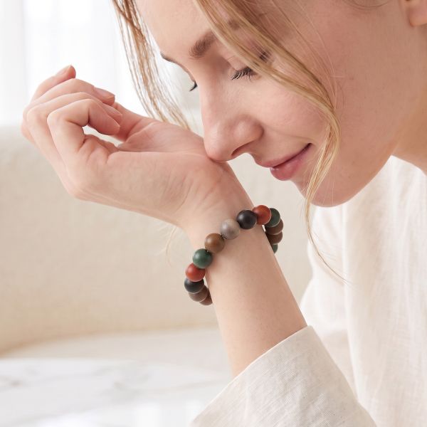06b3f9a3-e727-4292-b44d-7361d92975c5.jpg Rustic Incense Bead Mala - Matte Natural Tones, Handmade Meditation Bracelet