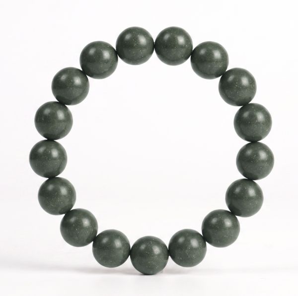0aee9092-81da-4ae0-8e8b-e49747cd0055.jpg Forest Green Bead Bracelet - Handmade Mala with Gold-Speckled Rounds