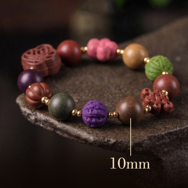 1108723d-14d2-4715-b399-d5e3f0842c83.jpg Assorted Carved Bead Bracelet - Red Yellow Green Purple, Handmade Chinese Mala