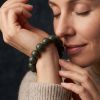 15010ba3-36d6-4aa3-855d-6d26008e031e.jpg Forest Green Bead Bracelet - Handmade Mala with Gold-Speckled Rounds