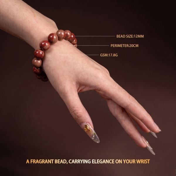 21a38243-f466-41d5-a3a2-8f682a14af67.jpg Handmade Tawny Mala - Red Brown Veined Rounds for Meditation