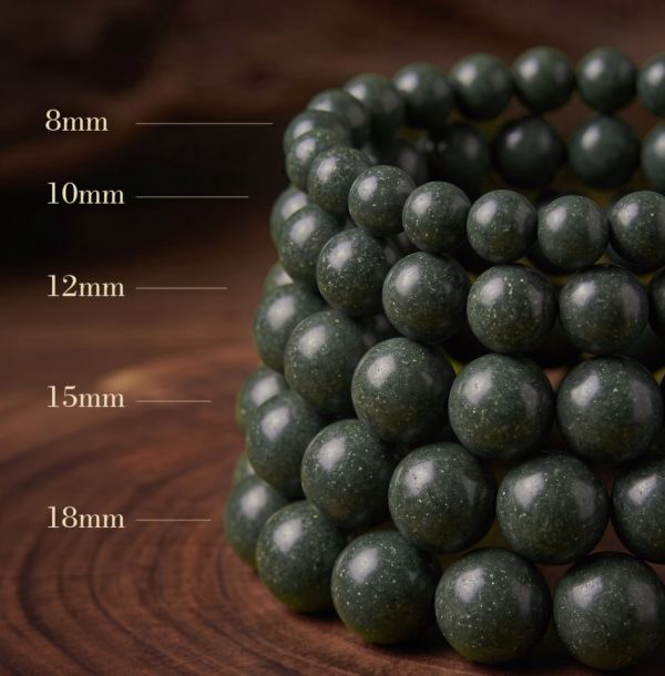 25516ff2-4cd8-431a-85ff-72addc206f8b.jpg Forest Green Bead Bracelet - Handmade Mala with Gold-Speckled Rounds
