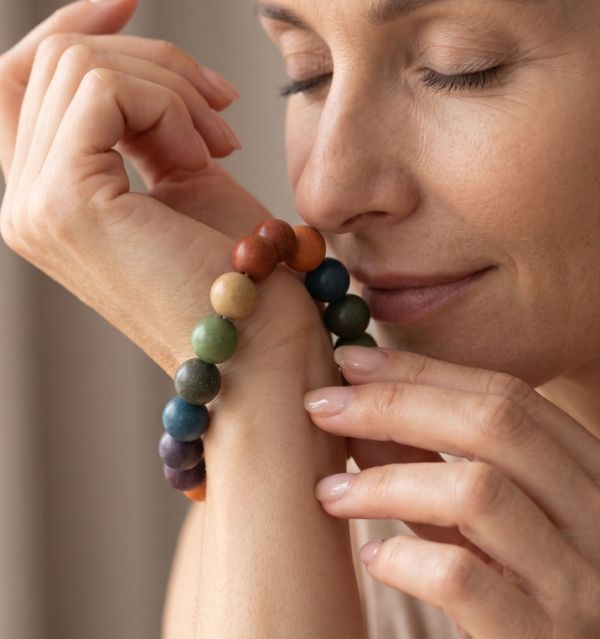 Multicolor Incense Bead Bracelet - Handmade Natural Botanical Mala for Meditation