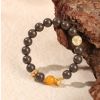 Natural Brown Gold-Fleck Bracelet - Amber Accent Mala for Meditation