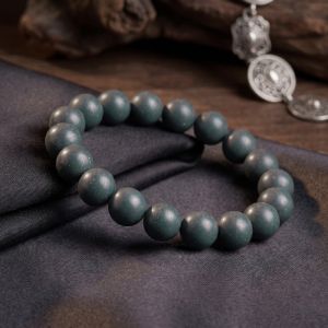 3109ce53-f2c7-45aa-90ce-f033b357766c.jpg Deep Teal & Speckle Bead Bracelet - Handmade Mala, Silver Accent