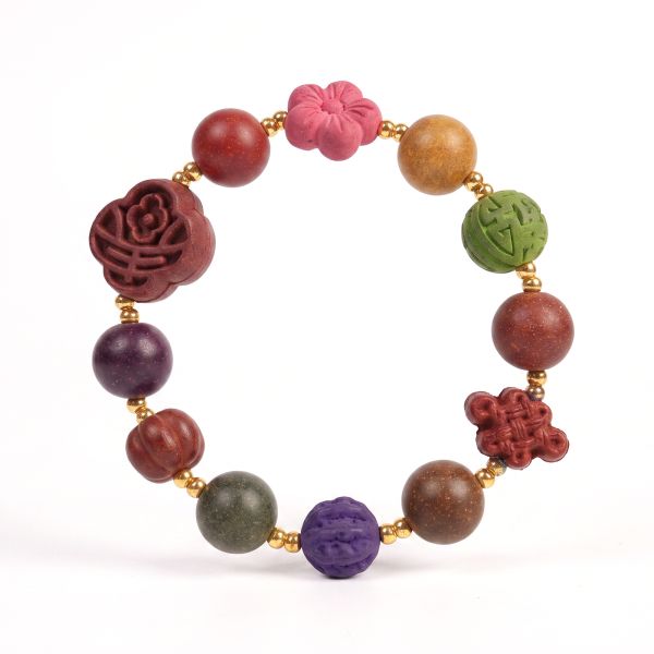 33410adb-9a9a-4e05-8f70-6eed2e9cc32d.jpg Assorted Carved Bead Bracelet - Red Yellow Green Purple, Handmade Chinese Mala