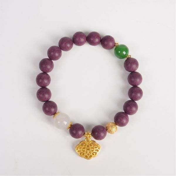 419842db-a6b1-4ae1-8ac9-c4b932a042b2.jpg Purple Lucky Charm Bracelet - Gold Cloud Pendant, Handmade Chinese Mala