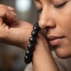 51921d7f-7a43-4c77-a345-b24c4efa8fc9.jpg Black Meditation Bracelet - Handmade Mala with Speckled Rounds