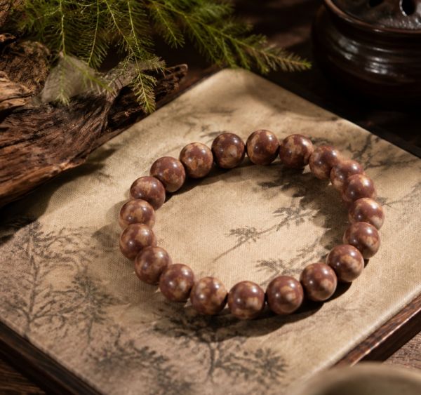 rown Incense Bead Bracelet - Handmade Natural Mala for Meditation