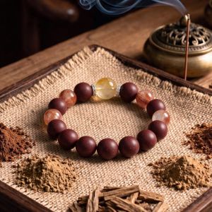 5546dfd6-df7e-498e-9649-9756d39780b4.jpg Purple Red Lucky Bracelet - Honey Center Bead, Chinese Style Mala