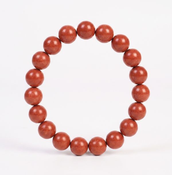 5b79554b-ebd9-430b-b601-d16376ef3f94.jpg Brown Red Bead Bracelet - Handcrafted Gold Shimmer Mala for Meditation
