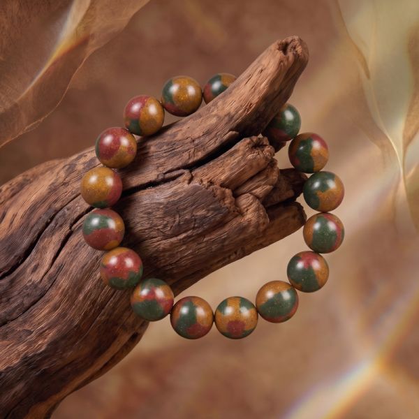 5fee4e07-ddbd-4159-bcc2-1c5757ceb741.jpg Brown Yellow Lucky Bracelet - Speckled Beads, Chinese Meditation Mala