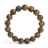 Handmade Incense Bead Bracelet - Green & Brown Swirled Mala for Meditation