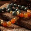 66943251-d647-4aa9-a1e5-f4d6499f5c92.jpg Chinese Style Bracelet - Green & Orange-Red Beads, Meditation Mala