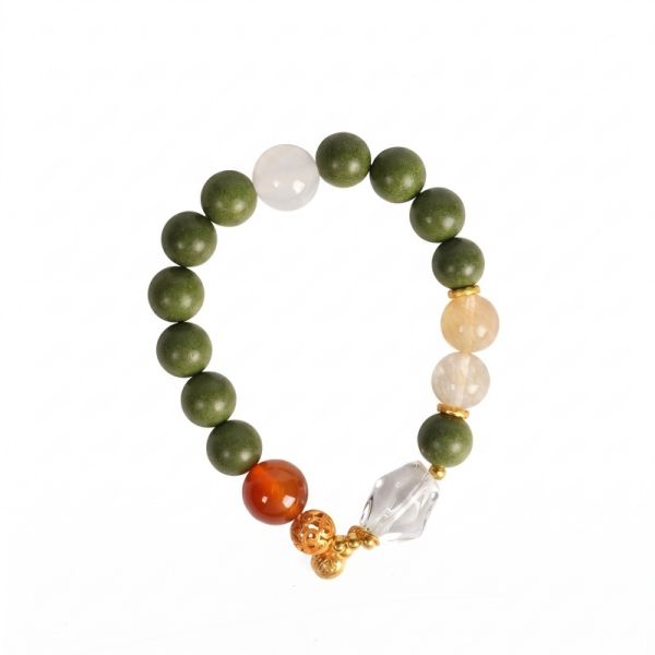 Handcrafted Multicolor Mala - Green White Red & Clear Beads, Romantic Gift