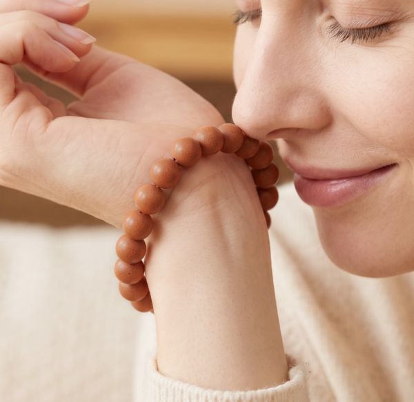 Terracotta Brown Bead Mala - Handmade Zen Bracelet, Unisex