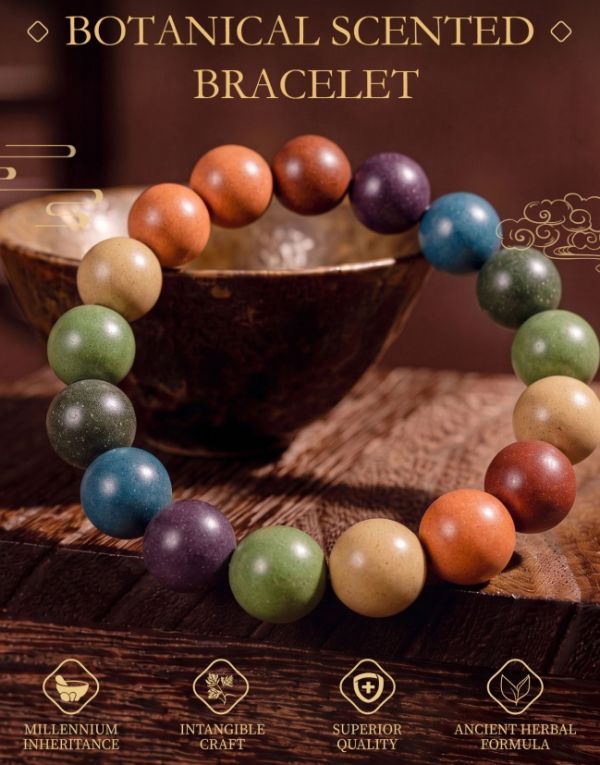 Multicolor Incense Bead Bracelet - Handmade Natural Botanical Mala for Meditation