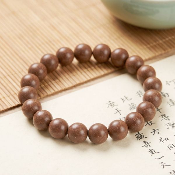 Brown Bead Bracelet - Handmade Mala for Meditation, Round Beads