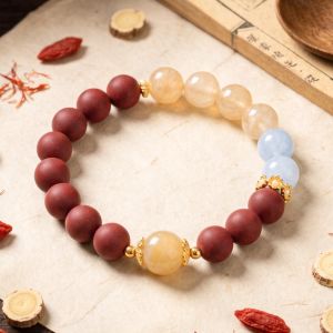 867409c5-8dbf-447e-baf4-7bd465eae2fe.jpg Aquamarine & Red Beaded Bracelet - Handmade Chinese Lucky Charm Bracelet