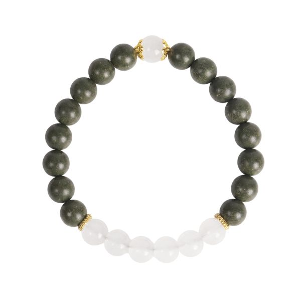 Green White Lucky Bracelet - Handcrafted Chinese Mala for Meditation