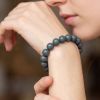 9d509b3e-889f-40e6-8734-4d425fcf3c4a.jpg Deep Teal & Speckle Bead Bracelet - Handmade Mala, Silver Accent