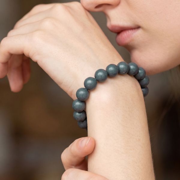 9d509b3e-889f-40e6-8734-4d425fcf3c4a.jpg Deep Teal & Speckle Bead Bracelet - Handmade Mala, Silver Accent