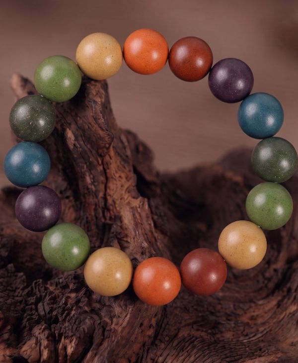 Multicolor Incense Bead Bracelet - Handmade Natural Botanical Mala for Meditation