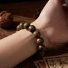 Handmade Incense Bead Bracelet - Green & Brown Swirled Mala for Meditation