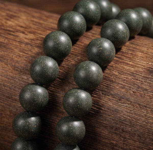 bf3d8a9f-28f5-4566-8629-b5c6b86950b5.jpg Forest Green Bead Bracelet - Handmade Mala with Gold-Speckled Rounds