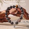 c401667d-91e4-4090-acd6-a0c0004017b6.jpg Black & Tiger Eye Meditation Bracelet - Silver Lotus Pendant, Handmade