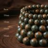 Handmade Incense Bead Bracelet - Green & Brown Swirled Mala for Meditation