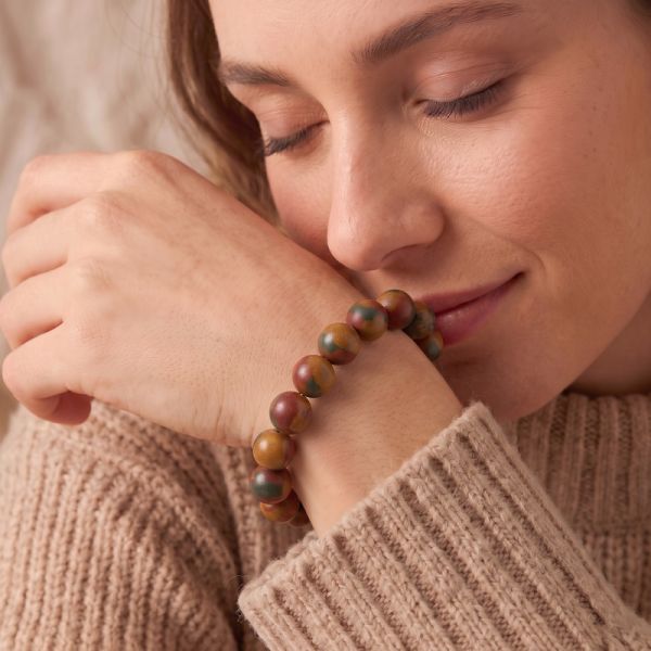 d6b76e64-5805-4b76-9417-dbdba09ace81.jpg Brown Yellow Lucky Bracelet - Speckled Beads, Chinese Meditation Mala
