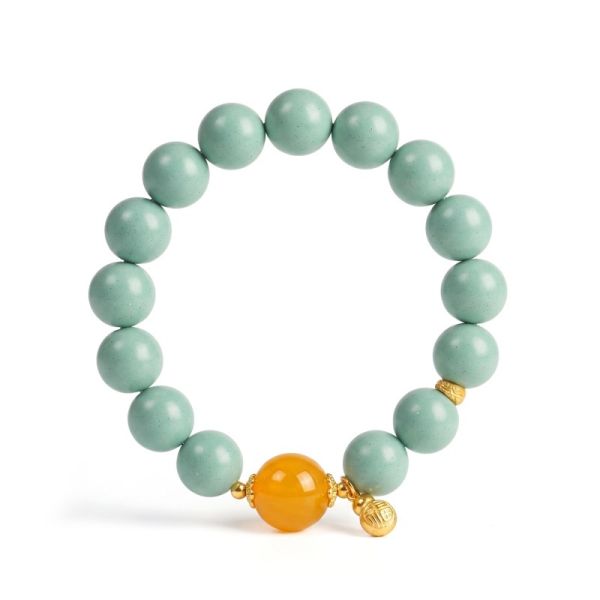 eaccad6a-4ebf-489e-8e46-fda9b712adb7.jpg Turquoise & Gold Bead Bracelet - Handmade Mala with Filigree Charm