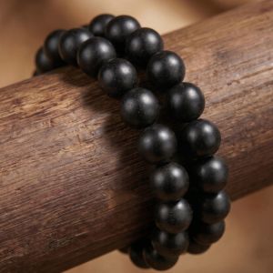 Black Meditation Bracelet - Handmade Mala with Speckled Rounds