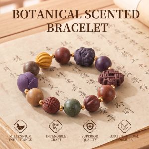 Chinese Carved Bead Bracelet - Handmade Lucky Charm with Lotus & Chinese Knot