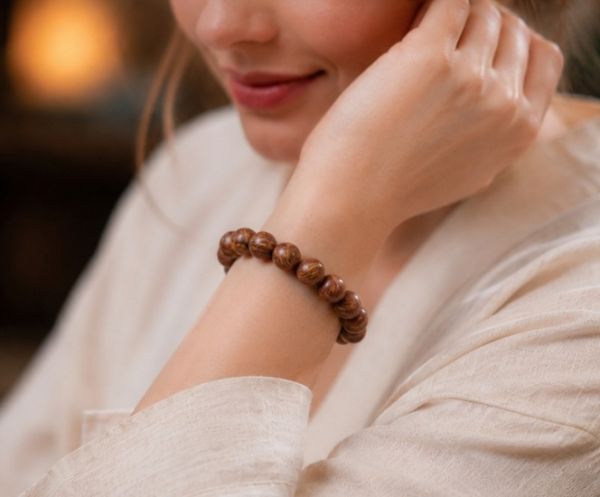 rown Incense Bead Bracelet - Handmade Natural Mala for Meditation
